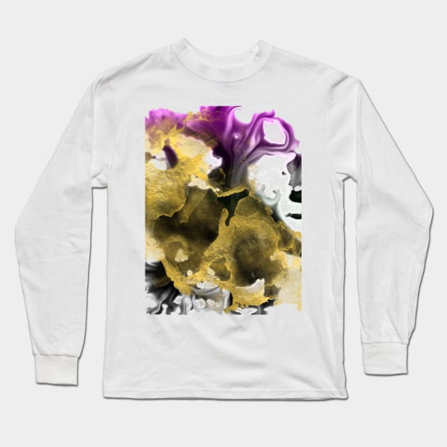 Subtle Ace Ink Spill with Gold Long Sleeve T-Shirt by Gedwolcraeft